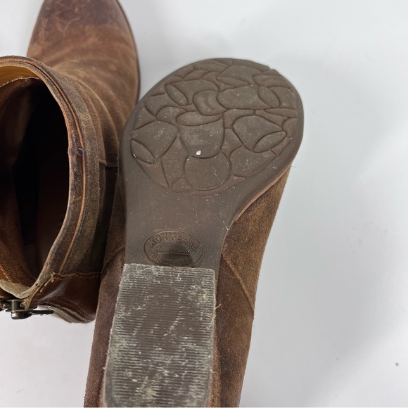 KORK EASE Brown Distressed Block Heel Boot with buckle & Side Zip Almond toe - Picture 9 of 10